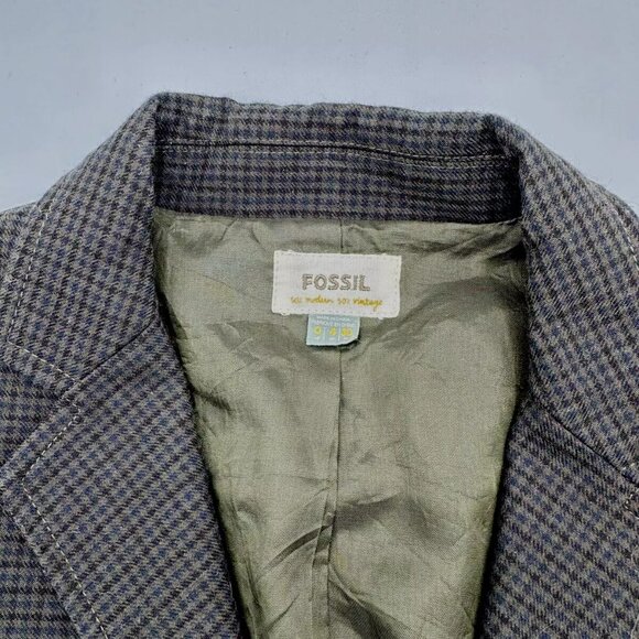 Fossil "50% Vintage 50% Modern" Womens Blazer/Jacket Fully Lined Dark Plaid Sz 0 - Picture 3 of 6